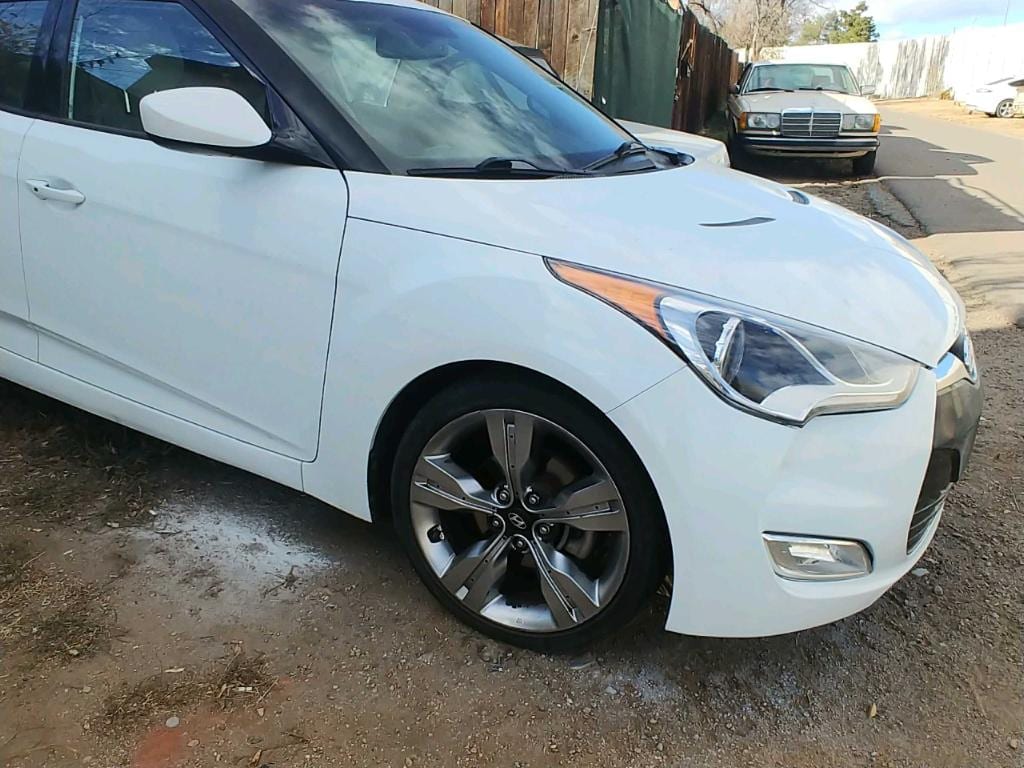 White Hyundai Veloster after body repair